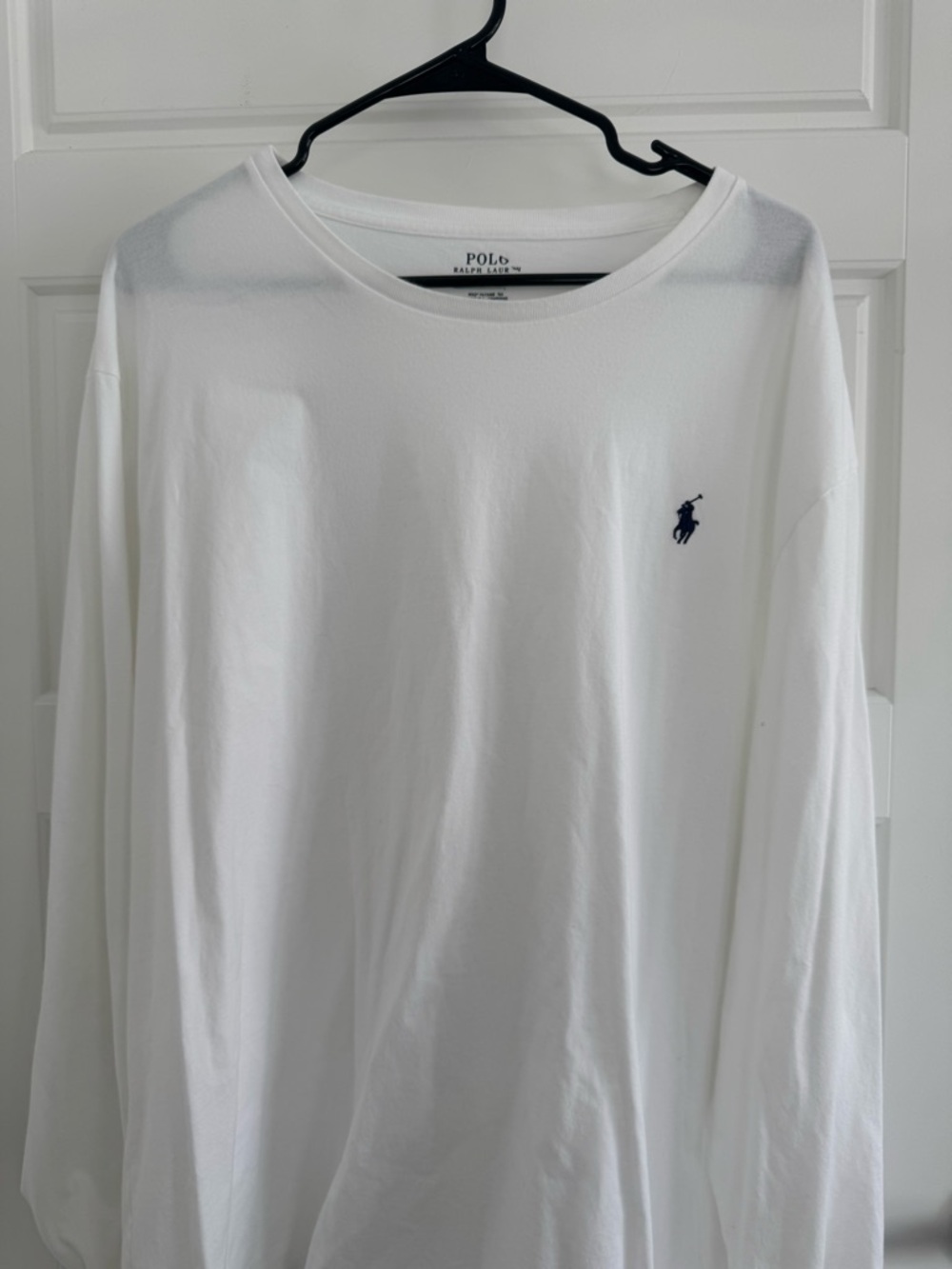 Polo by Ralph Lauren White Long-Sleeve Crewneck with Navy Pony